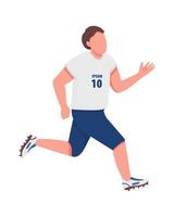 Running soccer player semi flat color vector character