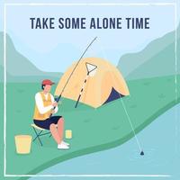 Camping and fishing social media post mockup vector