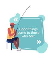 Fishing vector quote box with flat character