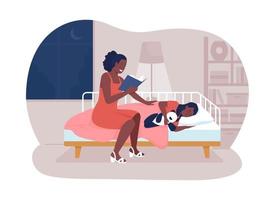 Read story before bed 2D vector isolated illustration