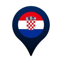 bandera de croacia, y, mapa, puntero, icono vector