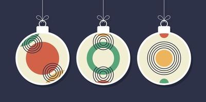 Set of decorative modern art Christmas balls isolated vector