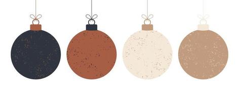 Doodle boho Christmas concept balls Set vector