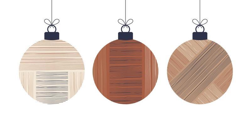 Doodle boho Christmas concept balls Set
