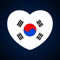 south korea flag in a shape of heart vector