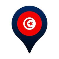 tunisia flag and map pointer icon. vector