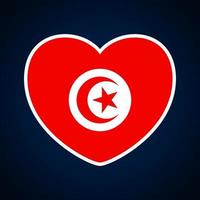 tunisia flag in a shape of heart. vector