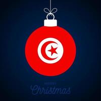 Christmas new year ball with tunisia flag. vector
