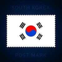 marca postal de corea del sur. vector