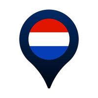 netherlands flag and map pointer icon. vector