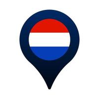 netherlands flag and map pointer icon. vector