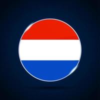 Icono de botón de círculo de bandera nacional de Holanda. vector