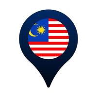 malaysia flag and map pointer icon vector