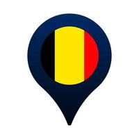 belgium flag and map pointer icon vector