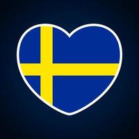 bandera de suecia en forma de corazón. vector