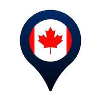 canada flag and map pointer icon. vector