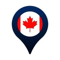 canada flag and map pointer icon. vector