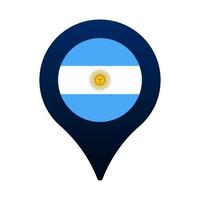 argentina flag and map pointer icon. vector