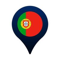 icono de puntero de mapa y bandera de portugal