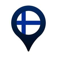 finland flag and map pointer icon. vector