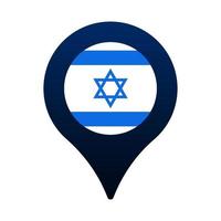 icono de puntero de mapa y bandera de israel vector