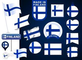 finland flag vector collection