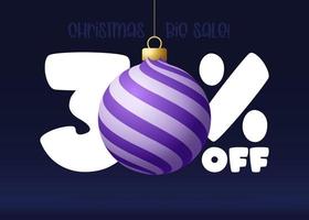 Merry christmas big Sale banner. Christmas Sale 30 percent off banner vector