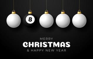 billiard Merry Christmas and Happy New Year Sport greeting card vector