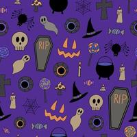 Halloween vector seamless pattern with scary elements