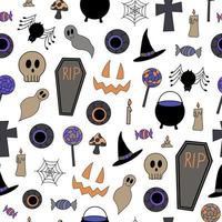 Halloween vector seamless pattern with scary elements