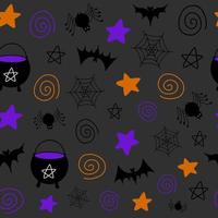 patrón transparente de vector de halloween con elementos de miedo