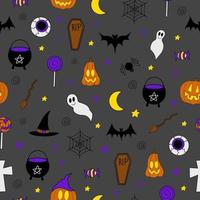 Halloween vector seamless pattern with scary elements