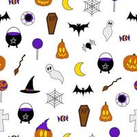 Halloween vector seamless pattern with scary elements