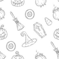 Seamless pattern with Halloween icons. vector