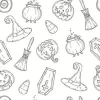 Seamless pattern with Halloween icons vector