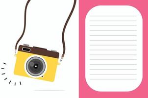 Hanging yellow camera with copy space vector