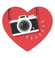 hanging old camera with heart sharp vector