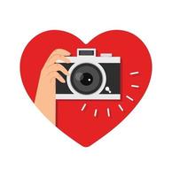 Hands Holding Camera with heart vector