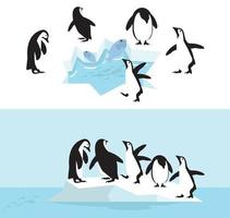 penguin on ice floe Global warming vector