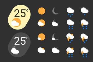 material you weather icon widget. android 12 modern trendy style vector