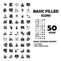 50 Icons set of Design Thinking solid icons. vector