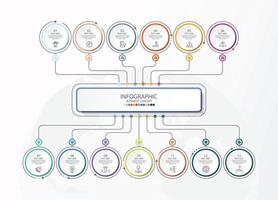 Basic circle infographic template with 13 steps, vector