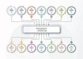 Basic circle infographic template with 14 steps, vector