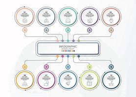 Plantilla de infografía de círculo básico con 10 pasos, vector