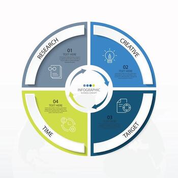 presentación de infografía empresarial con 4 opciones con iconos de líneas finas vector