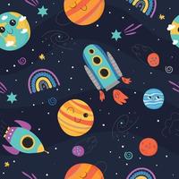 Cute seamless pattern with space concept for children vector