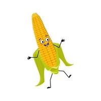 Cute corn cob character with joyful emotions vector