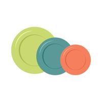 A set of multicoloured plates. Dishes for meals for lunch vector