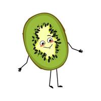 lindo personaje de kiwi con emociones alegres vector