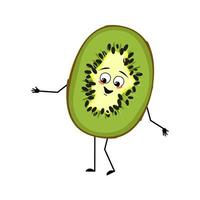 Cute kiwi character with joyful emotions, smile face vector